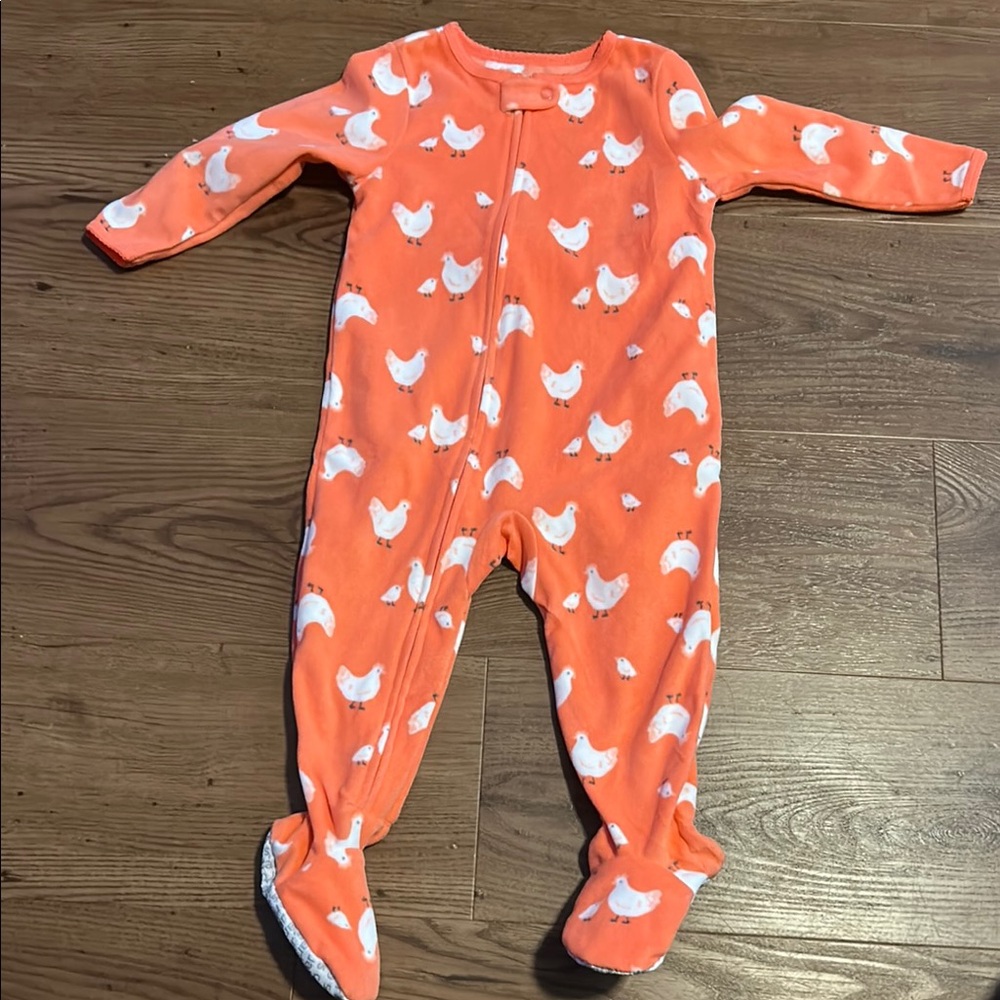 Pink Chicken Print Kids One Piece
